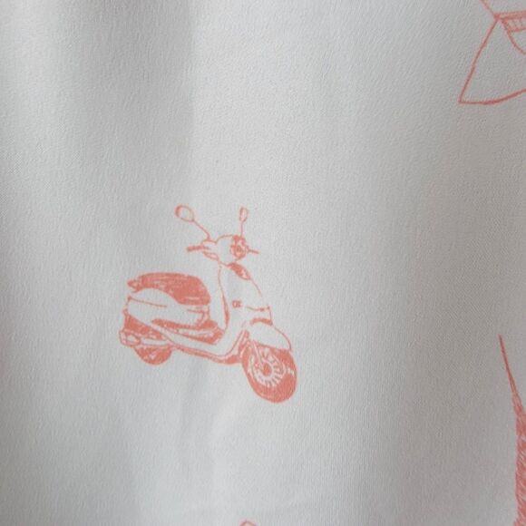 Modcloth womens Travel Print Blouse size L keyholes short Flutter Sleeve - Picture 5 of 10